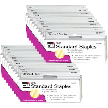 Charles Leonard Standard Staples, 5000 Per Pack, PK20 84500
